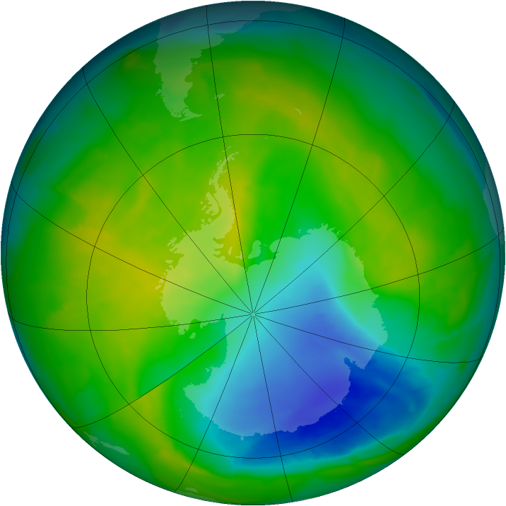 Antarctic ozone map for 09 November 2013